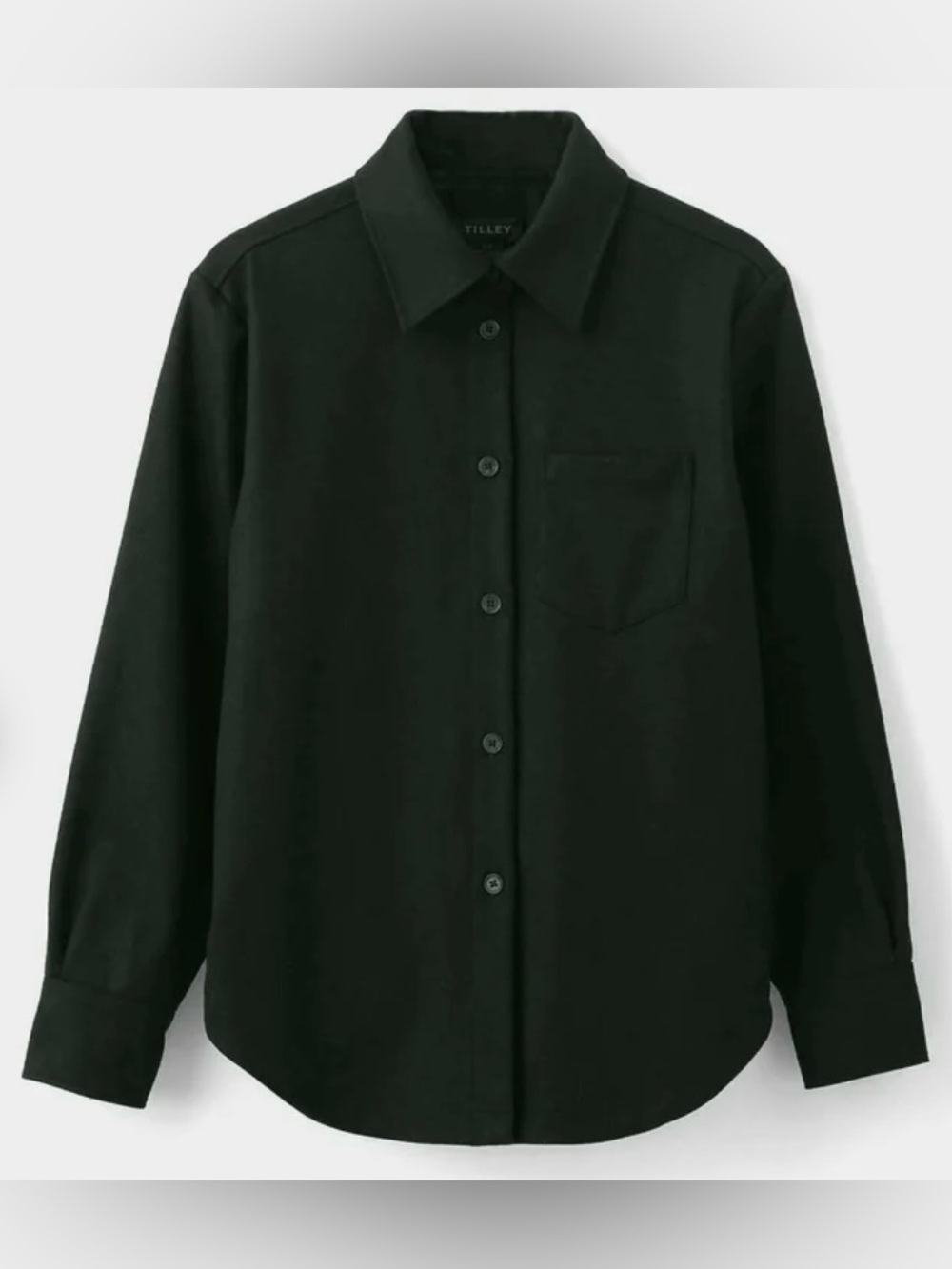 Tilley Dark Green Wool Blend Button Front Shirt Jacket